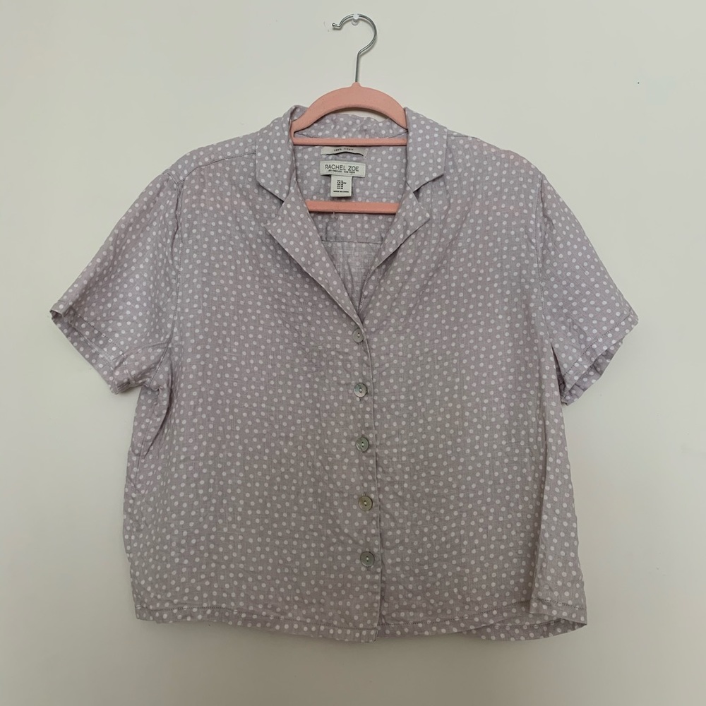 Rachel Zoe Polka Dot Linen Button Down Shirt